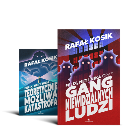 Okładka książki 2-pack &bdquo;Felix Net i Nika oraz Gang Niewidzialnych Ludzi, Felix Net i Nika oraz Teoretycznie Możliwa Katastrofa" &ndash; barwione brzegi